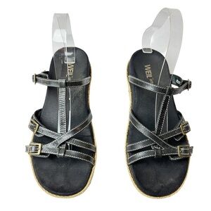 Dr. Weil Orthaheel‎ Zeal Leather Black Sandals with Adjustable Straps